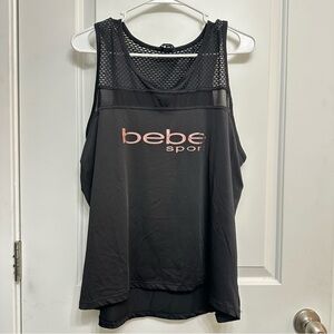 bebe Black and Pink Mesh Tank Top